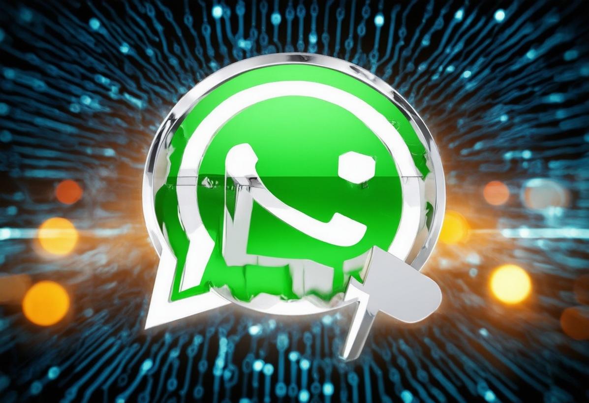 Logo Facebook brillant absorbant l'emblème WhatsApp sur un fond de réseaux numériques, symbolisant la monumentale acquisition.